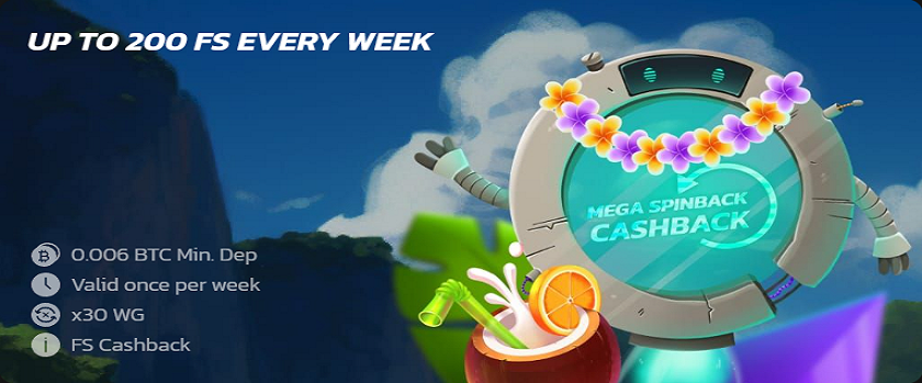 WildCoins Mega Spinback Cashback - Weekly 200 Free Spins