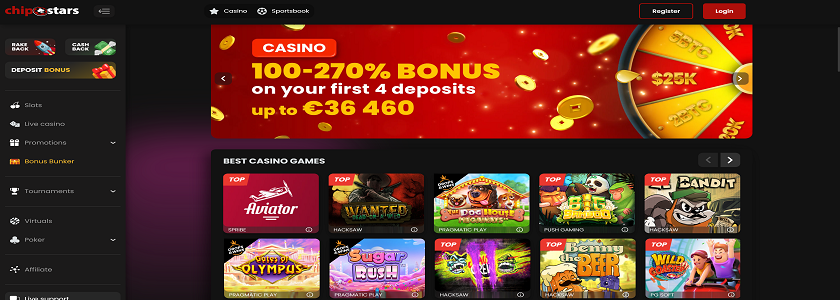 Chipstars.bet Homepage
