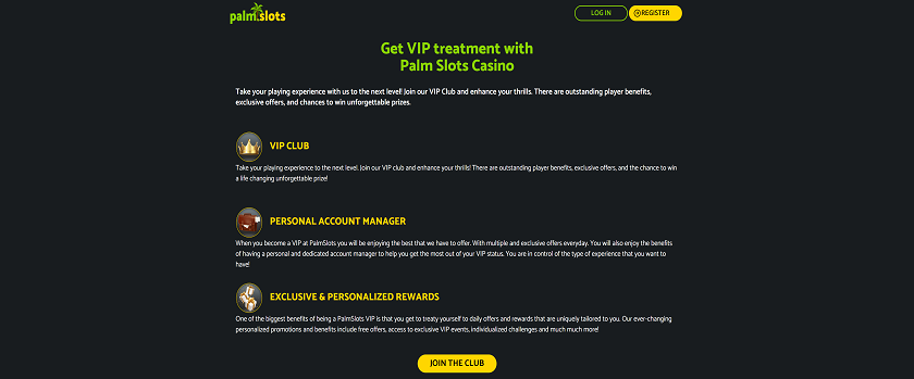 PalmSlots VIP Bonuses and Benefits