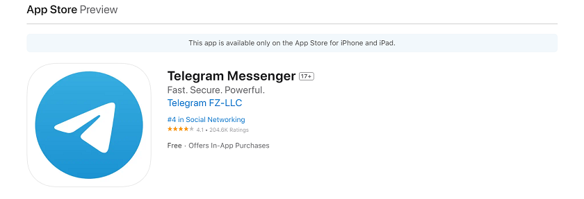 Telegram App in App Store