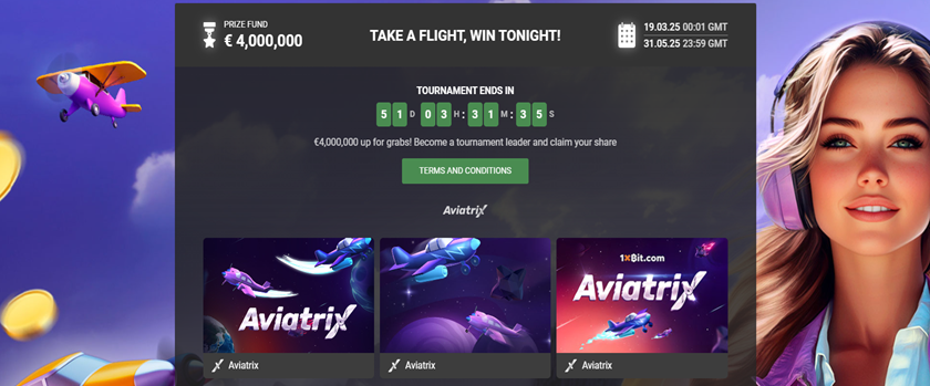 1xBit Take a Flight, Win Tonight Promotion €4m Prize Pool