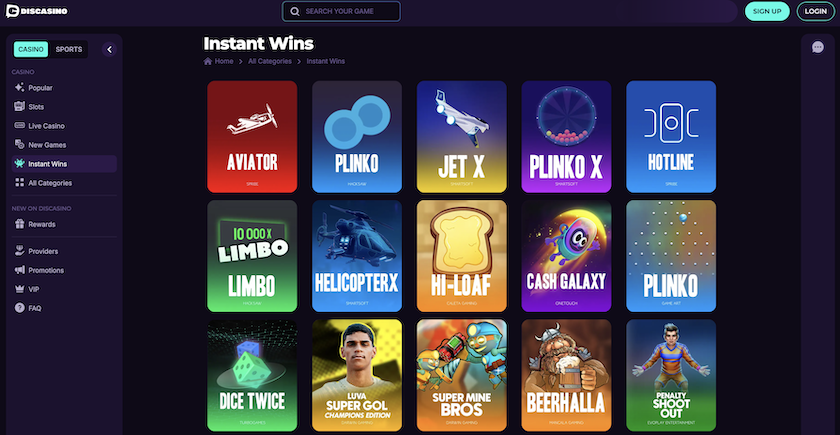 Provably Fair Games at Discasino