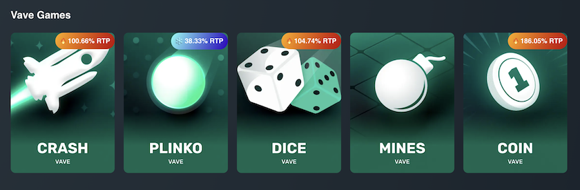 Provably Fair Games at Vave Casino