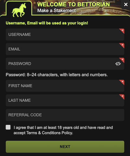 Bettorian Registration